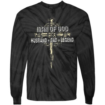 Man Of God Husband Dad Happy Fathers Day Proud Christian Tie-Dye Long Sleeve Shirt