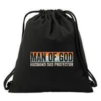 Man Of God Husband Dad Protector Christian Dad FatherS Day Drawstring Bag