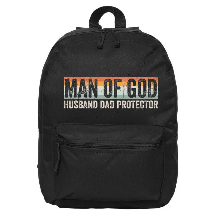 Man Of God Husband Dad Protector Christian Dad FatherS Day 16 in Basic Backpack