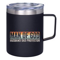 Man Of God Husband Dad Protector Christian Dad FatherS Day 12oz Stainless Steel Coffee Mug