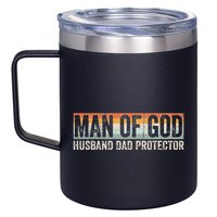 Man Of God Husband Dad Protector Christian Dad FatherS Day 12oz Stainless Steel Coffee Mug