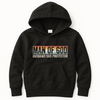 Man Of God Husband Dad Protector Christian Dad FatherS Day Kids Hoodie