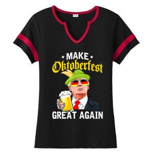 Make Oktoberfest Great Again Funny Trump Drink Beer Mug Ladies Halftime Notch Neck Tee