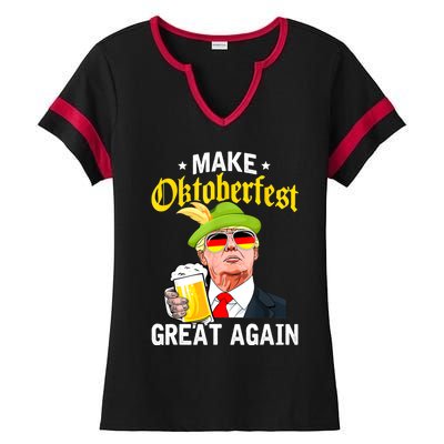 Make Oktoberfest Great Again Funny Trump Drink Beer Mug Ladies Halftime Notch Neck Tee