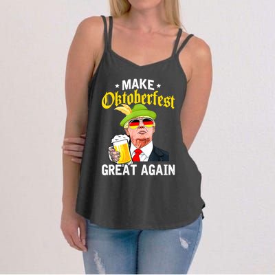 Make Oktoberfest Great Again Funny Trump Drink Beer Mug Women's Strappy Tank