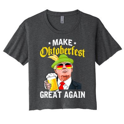 Make Oktoberfest Great Again Funny Trump Drink Beer Mug Women's Crop Top Tee