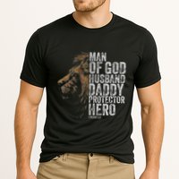 Man Of God Husband Daddy Protector Hero Fathers Gift Dad Cooling Performance Crew T-Shirt