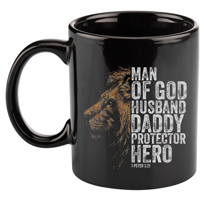 Man Of God Husband Daddy Protector Hero Fathers Gift Dad 11oz C Handle Ceramic Mug