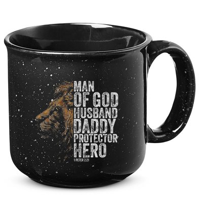 Man Of God Husband Daddy Protector Hero Fathers Gift Dad 15oz Campfire Ceramic Mug