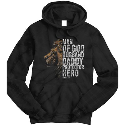 Man Of God Husband Daddy Protector Hero Fathers Gift Dad Tie Dye Hoodie