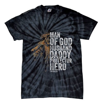 Man Of God Husband Daddy Protector Hero Fathers Gift Dad Tie-Dye T-Shirt