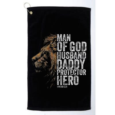 Man Of God Husband Daddy Protector Hero Fathers Gift Dad Golf Towel