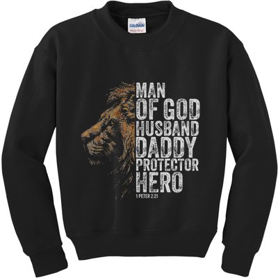 Man Of God Husband Daddy Protector Hero Fathers Gift Dad Kids Sweatshirt