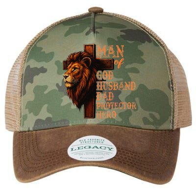 Man Of God Husband Daddy Protector Hero Lion Fathers Day Legacy Tie Dye Trucker Hat
