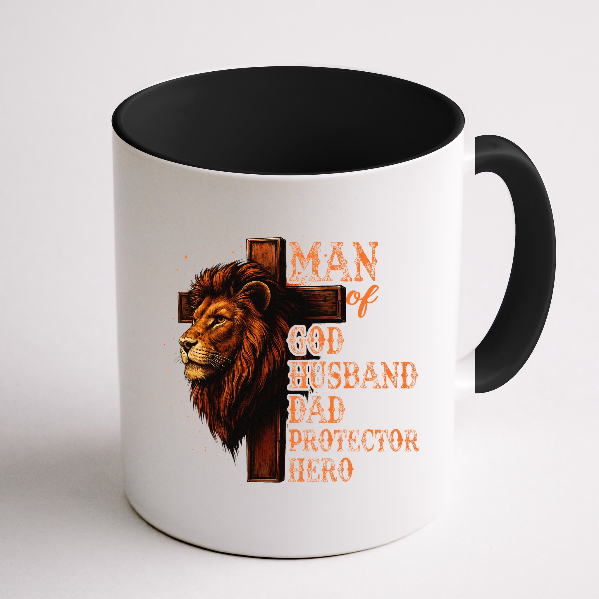 Man Of God Husband Daddy Protector Hero Lion Fathers Day Mug