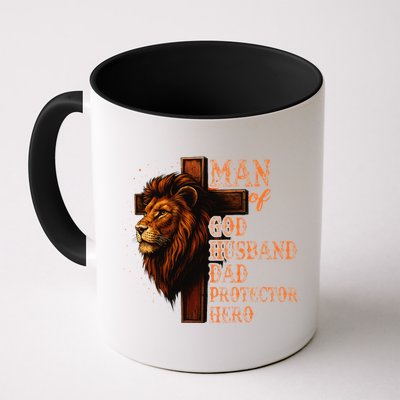 Man Of God Husband Daddy Protector Hero Lion Fathers Day Mug