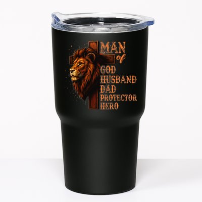 Man Of God Husband Daddy Protector Hero Lion Fathers Day Tumbler