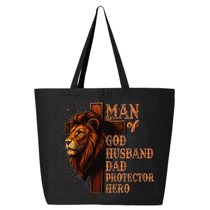 Man Of God Husband Daddy Protector Hero Lion Fathers Day 25L Jumbo Tote