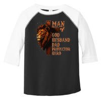 Man Of God Husband Daddy Protector Hero Lion Fathers Day Toddler Fine Jersey T-Shirt