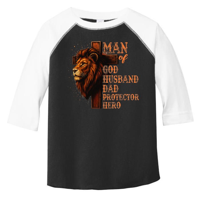 Man Of God Husband Daddy Protector Hero Lion Fathers Day Toddler Fine Jersey T-Shirt