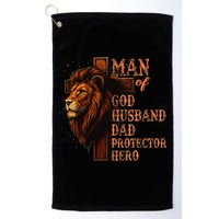 Man Of God Husband Daddy Protector Hero Lion Fathers Day Golf Towel