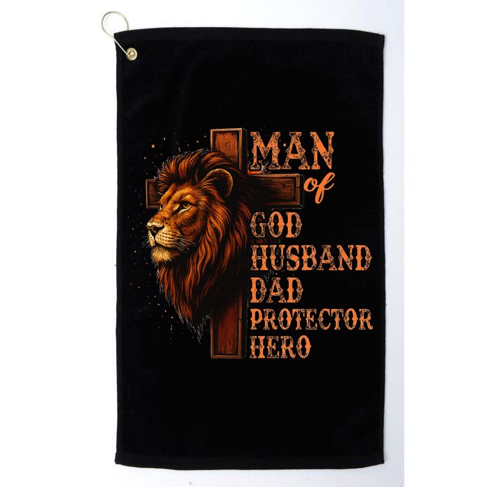 Man Of God Husband Daddy Protector Hero Lion Fathers Day Golf Towel