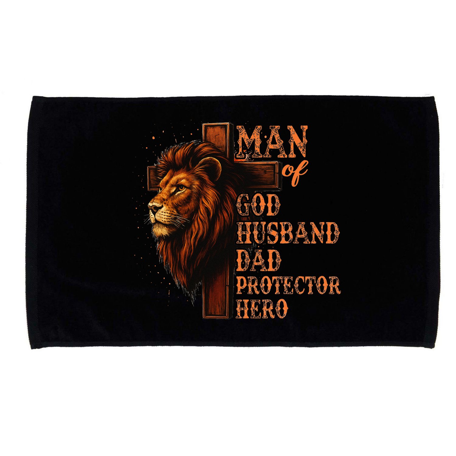 Man Of God Husband Daddy Protector Hero Lion Fathers Day Microfiber Hand Towel