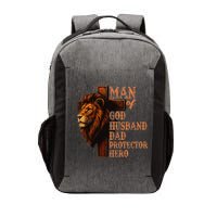 Man Of God Husband Daddy Protector Hero Lion Fathers Day Vector Backpack