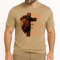 Man Of God Husband Daddy Protector Hero Lion Fathers Day Cooling Performance Crew T-Shirt
