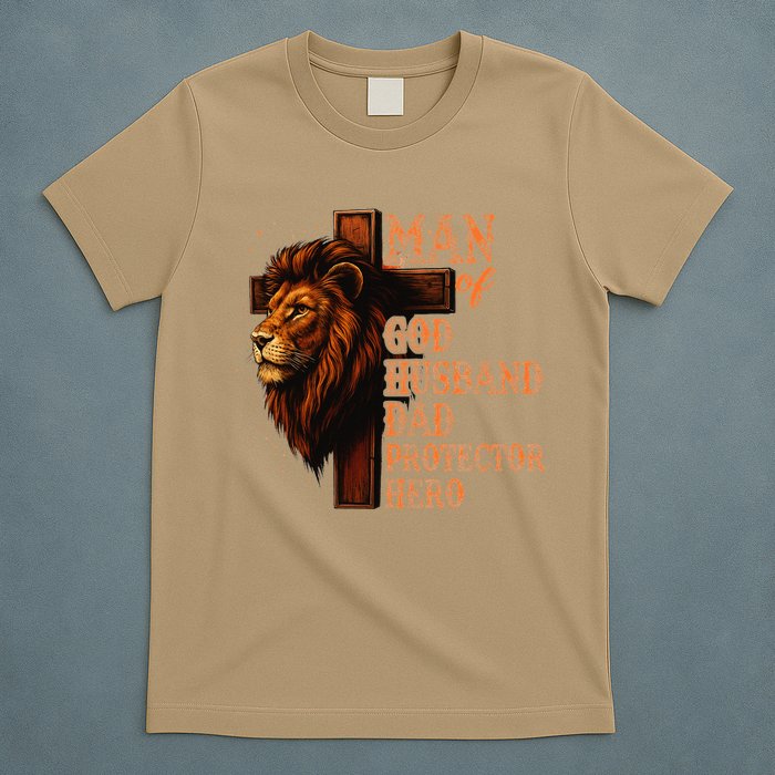 Man Of God Husband Daddy Protector Hero Lion Fathers Day T-Shirt