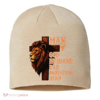 Man Of God Husband Daddy Protector Hero Lion Fathers Day Sustainable Beanie