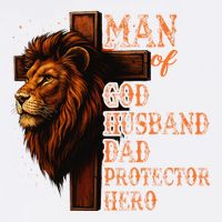 Man Of God Husband Daddy Protector Hero Lion Fathers Day Garment-Dyed Sweatshirt