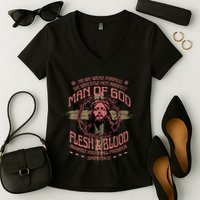 Man Of God Flesh And Blood Isaiah 54:17 Women's V-Neck T-Shirt