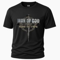 Man Of God Husband Dad Papa Christian Cross FatherS Day Cooling Performance Crew T-Shirt