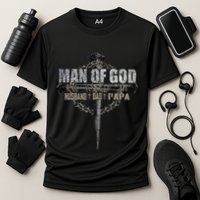 Man Of God Husband Dad Papa Christian Cross FatherS Day Cooling Performance Crew T-Shirt