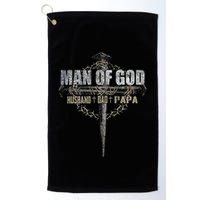 Man Of God Husband Dad Papa Christian Cross FatherS Day Golf Towel