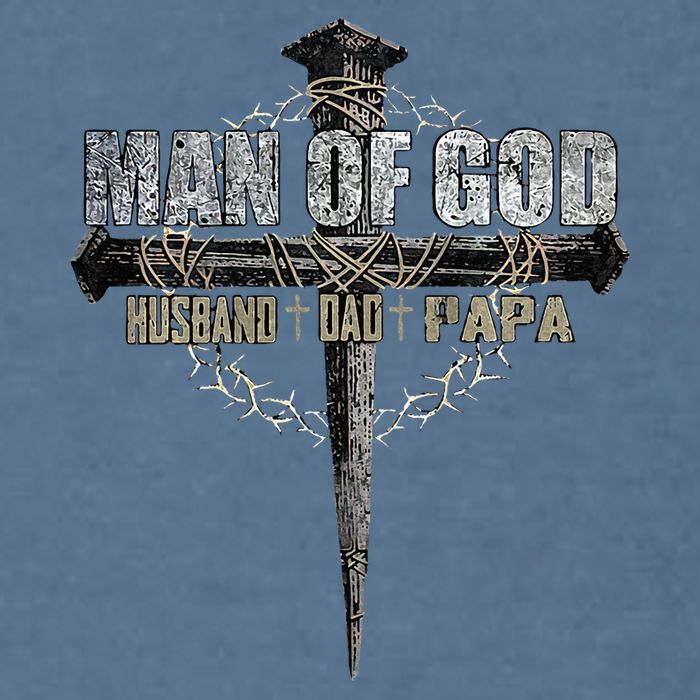 Man Of God Husband Dad Papa Christian Cross FatherS Day Garment-Dyed Sweatshirt