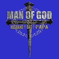 Man Of God Husband Dad Papa Christian Cross FatherS Day Button
