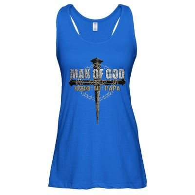 Man Of God Husband Dad Papa Christian Cross FatherS Day Ladies Essential Flowy Tank