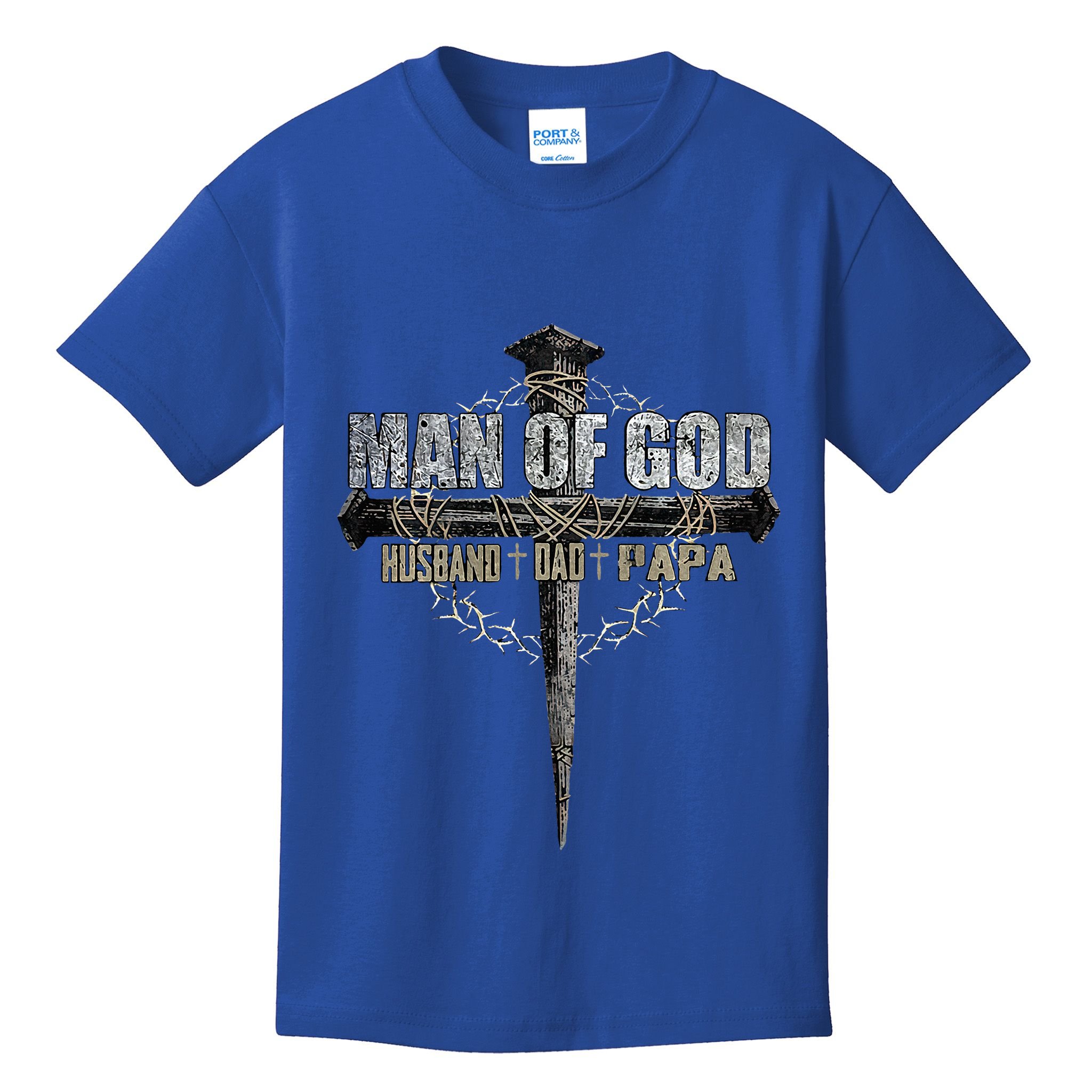 Man Of God Husband Dad Papa Christian Cross FatherS Day Kids T-Shirt