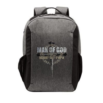 Man Of God Husband Dad Papa Christian Cross FatherS Day Vector Backpack