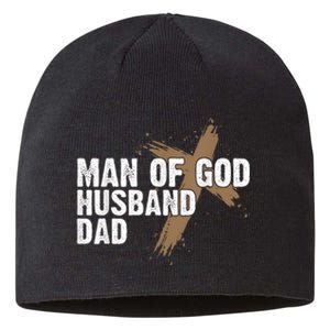 Man Of God Husband Dad Religious Cross FatherS Day Faith Sustainable Beanie