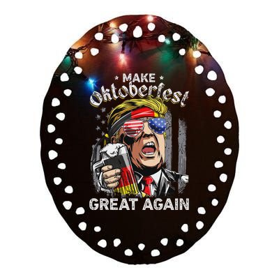 Make Oktoberfest Great Again Trump Ceramic Oval Ornament