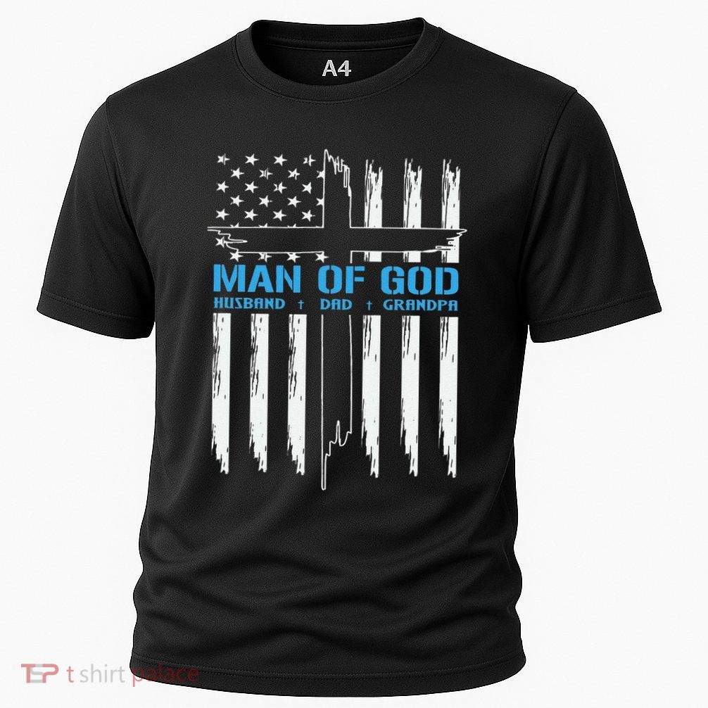 Man Of God Cross American Flag Jesus Christian Performance Shirt