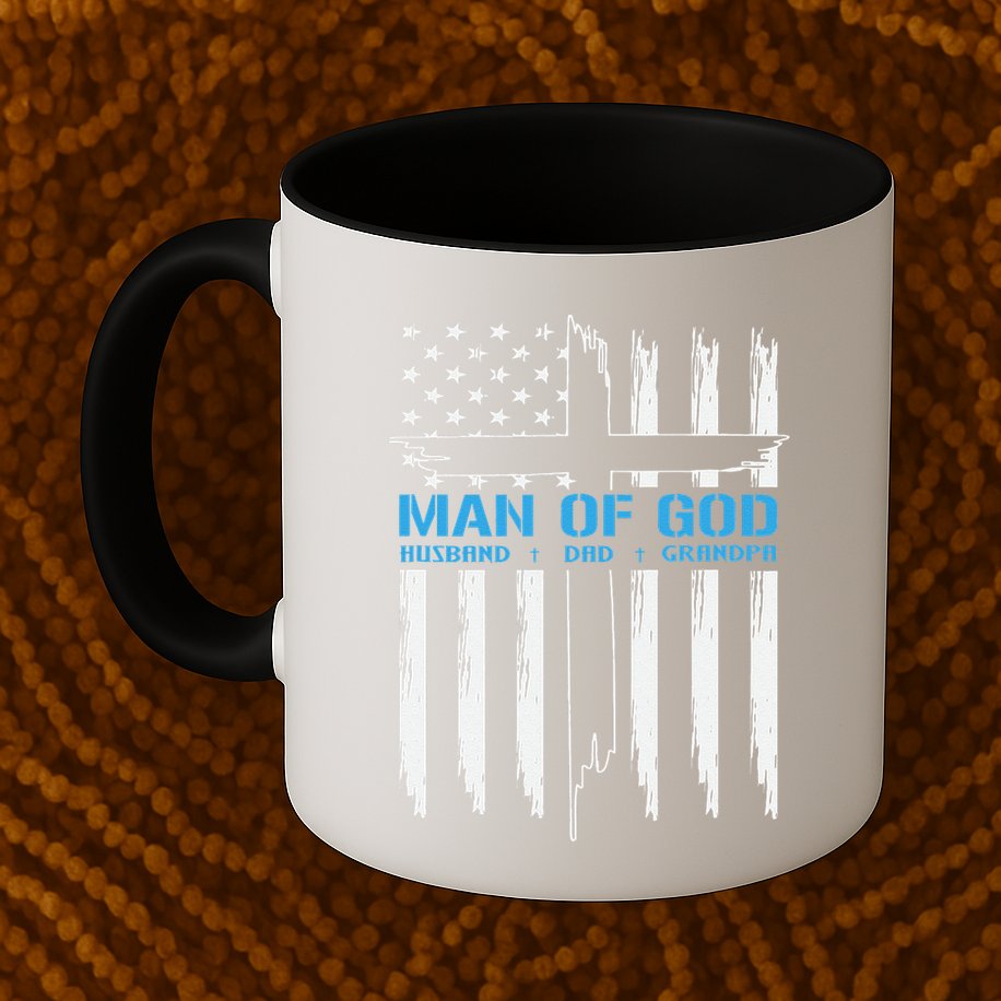 Man Of God Cross American Flag Jesus Christian Mug