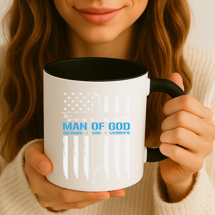Man Of God Cross American Flag Jesus Christian Mug