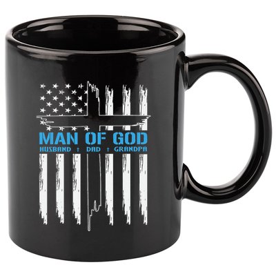 Man Of God Cross American Flag Jesus Christian 11oz C Handle Ceramic Mug