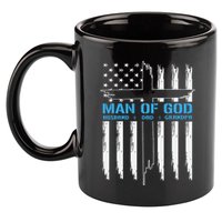 Man Of God Cross American Flag Jesus Christian 11oz C Handle Ceramic Mug