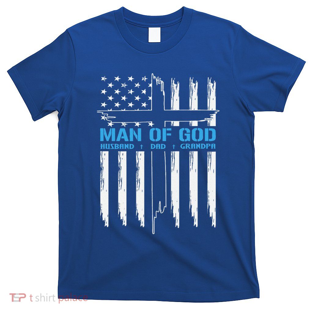 Man Of God Cross American Flag Jesus Christian T-Shirt