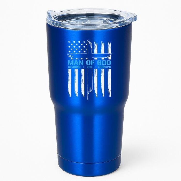 Man Of God Cross American Flag Jesus Christian Tumbler